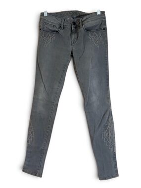 Bullhead Dark Gray Skinny Jeans with Embroidery